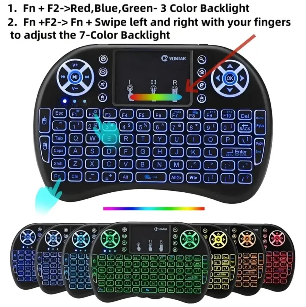 I8 Mini Wireless Keyboard - Ultra Slim Compact Design, 10m Long Range, Quiet